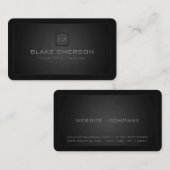 Afgeronde hoeken donkere professionele monogram visitekaartje (Voorkant / Achterkant)