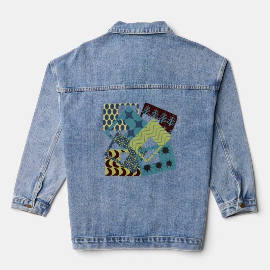 Afgeronde moderne rechthoeken uit het midden van d denim jacket (Achterkant)