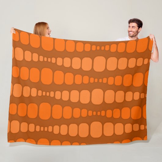 Afgeronde Oranje Rechthoeken Fleece Deken (In situ)