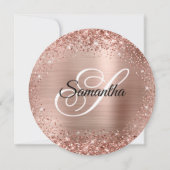 Afgeronde Roze Gouden Glitter Monogram 40e Verjaar Kaart (Achterkant)