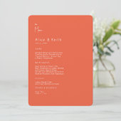 Afgeronde Tangerine Modern Wedding Menu Kaart (Staand voorkant)