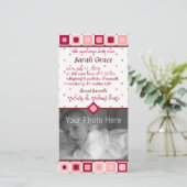 Afgeronde Vierkanten Geboorteaankondiging - Meisje Aankondiging (Staand voorkant)