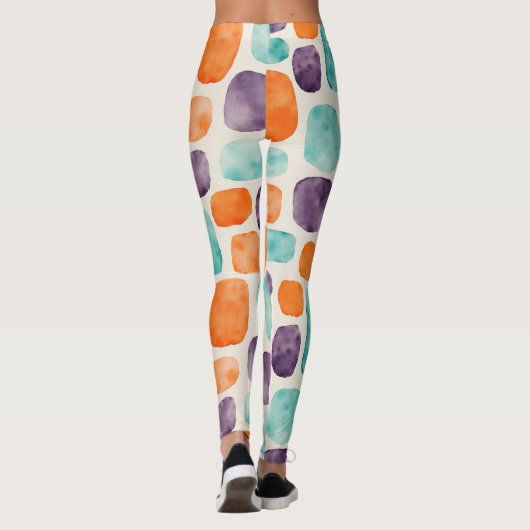 Afgeronde vierkanten, ovalen Abstract Blobs Patter Leggings (Achterkant)