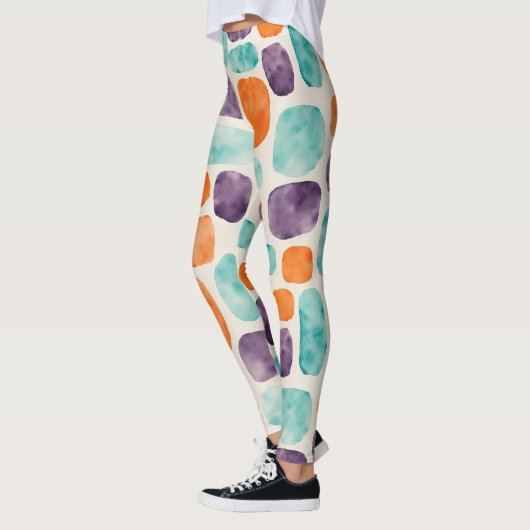 Afgeronde vierkanten, ovalen Abstract Blobs Patter Leggings (Links)