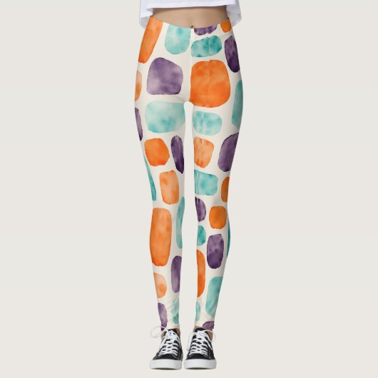 Afgeronde vierkanten, ovalen Abstract Blobs Patter Leggings (Voorkant)