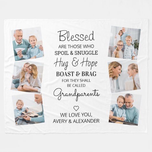 Afgeruste grootouders Citaat Foto collage Fleece Deken (Voorkant (Horizontaal))