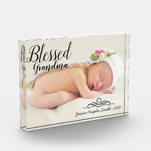 Afgeruste oma Elegant Script One Photo Option Fotoblokken (Links)