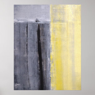 'Afgescheiden' grijze en gele Abstracte kunst Poster