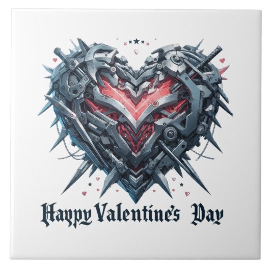 Afgeschermde en gekooide valentijnshart tegeltje (Voorkant)