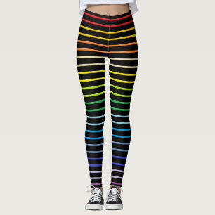 Afgeschetste brederspectrum regenboogstripes zwart leggings