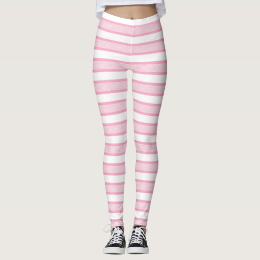 Afgeschetste strepen roze leggings (Voorkant)
