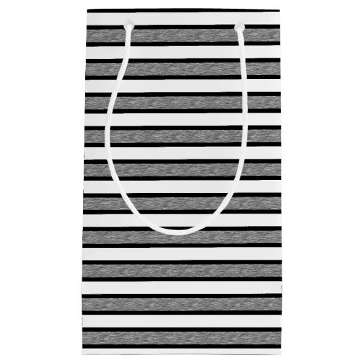 Afgeschetste strepen zwart en grijs klein cadeauzakje (Voorkant)