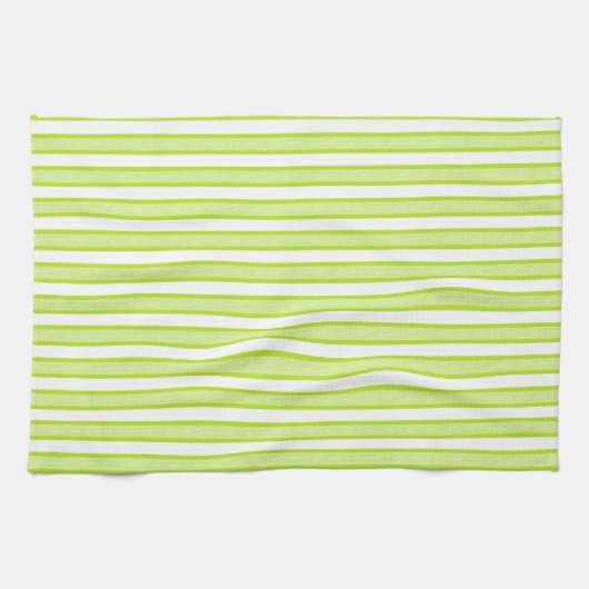 Afgeschetste Stripes Lime Green Theedoek (Horizontaal)