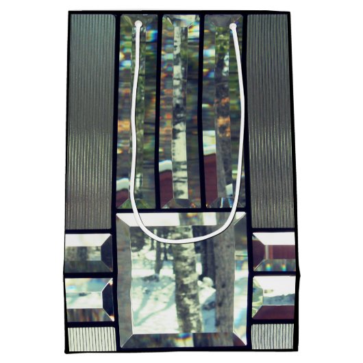 Afgeschuind glas bevlekt metallic look zilver mode medium cadeauzakje (Achterkant)