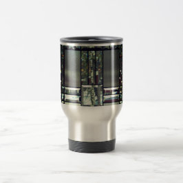 Afgeschuind glas look metallic zilver zwart modern reisbeker