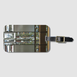 Afgeschuind glas zilver zwart grijs modern bagagelabel