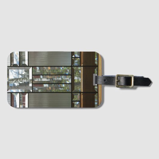 Afgeschuind glas zilver zwart grijs modern bagagelabel (Voorkant (horizontaal))