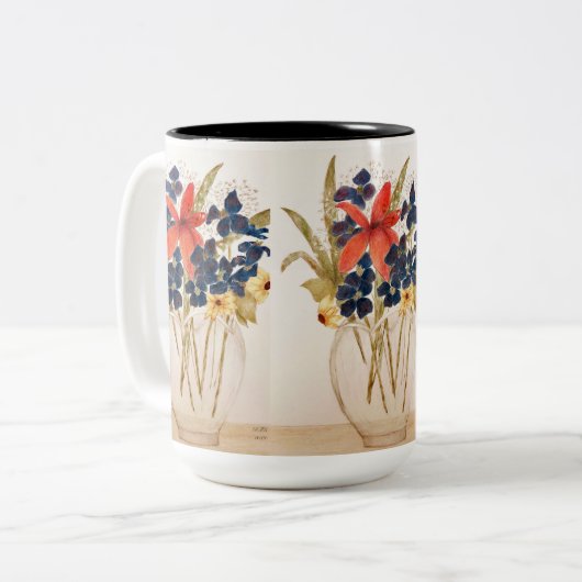 Afgesneden bloemen tweekleurige koffiemok (Voorkant links)