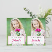 Afgesneden Valentijnse fotoklaslokaal / Roze Feestdagenkaart (Staand voorkant)