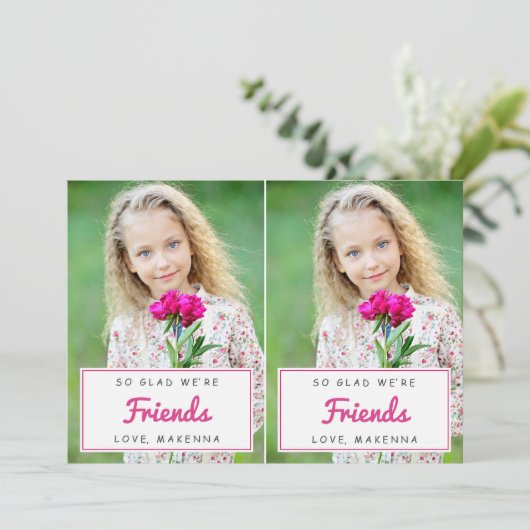 Afgesneden Valentijnse fotoklaslokaal / Roze Feestdagenkaart (Staand voorkant)