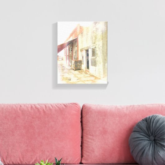 Afgestane winkel voor diervoeders op het plattelan canvas afdruk (Insitu (Woonkamer))