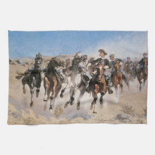 Afgestegen door Frederic Remington, Vintage Cowboy Theedoek