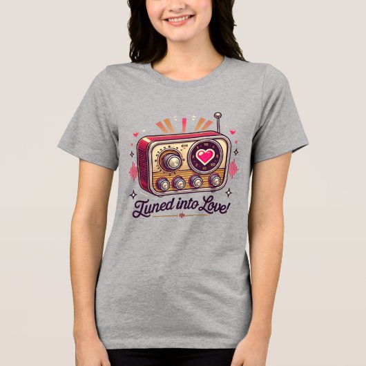 Afgestemd op liefde Retro Radio Design Tri-Blend Shirt (Voorkant)