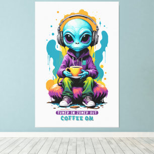 Afgestemd op Zoned Out Coffee On Schattigee buit Canvas Afdruk