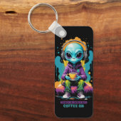 Afgestemd op Zoned Out Coffee On | Schattigee buit Sleutelhanger (Voorkant)