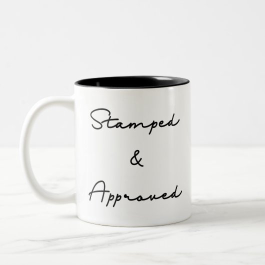 Afgestempelde en goedgekeurde offerte tweekleurige koffiemok (Links)