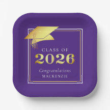 Afgestudeerd 2025 Paars Nep Metallic Goud