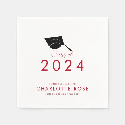 Afgestudeerd 2026 Rood Script Feest Papier Servet (Voorkant)