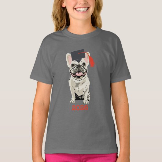 Afgestudeerd 2026, schattige hond t-shirt (Voorkant)