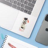 Afgestudeerd 2027, leuke hond sticker (Laptop met iPhone)