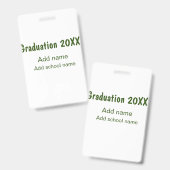 Afgestudeerd 20XX voeg jaar naam school groen mode Badge (Voor- en achterkant)