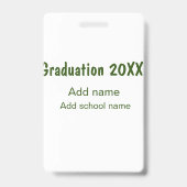Afgestudeerd 20XX voeg jaar naam school groen mode Badge (Achterkant)