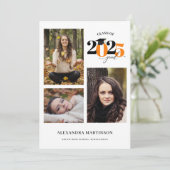 Afgestudeerd 3 Foto's Collage Oranje Klas van 2023 Kaart (Staand voorkant)