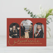 Afgestudeerd | 3 Gebogen Fotocollage Aankondiging (Staand voorkant)