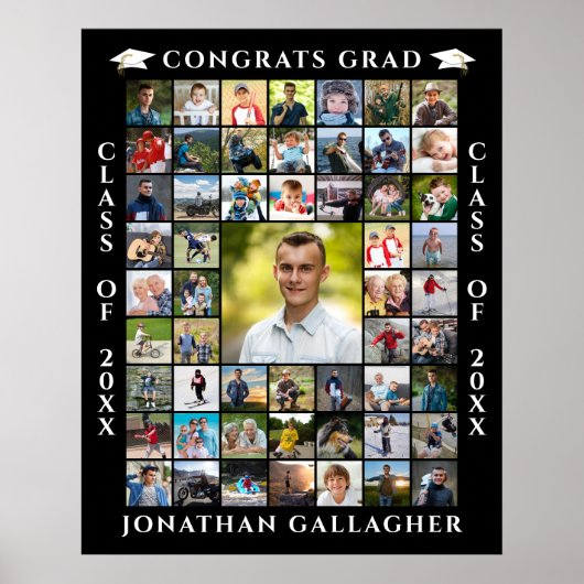 Afgestudeerd 55 Foto Collage Gefeliciteerd Afgestu Poster (Voorkant)