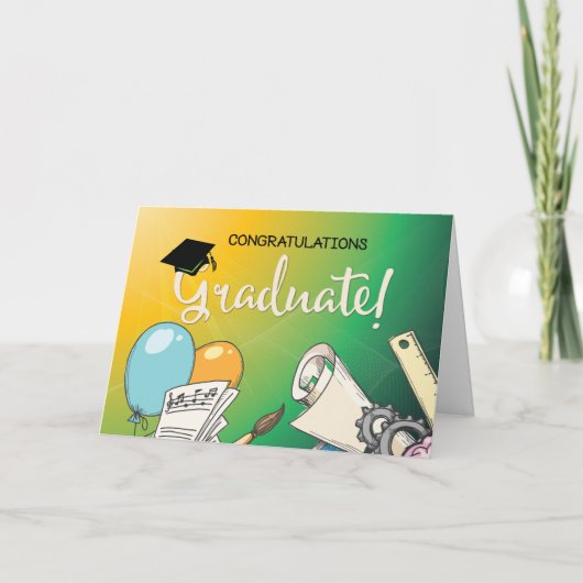Afgestudeerd aan de basisschool, ballonnen kaart (Voorkant)