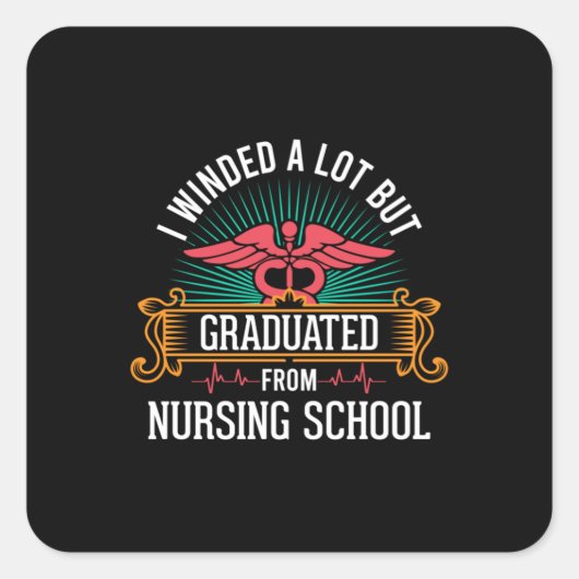 Afgestudeerd aan de verpleegschool vierkante sticker (Voorkant)