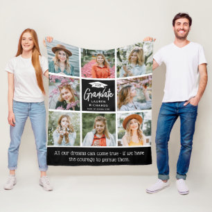 Afgestudeerd Aandenken 8 Foto Collage & Citaat Cad Fleece Deken