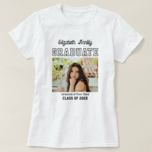 Afgestudeerd Aangepast Jaar Foto Rode Hogeschool T-shirt