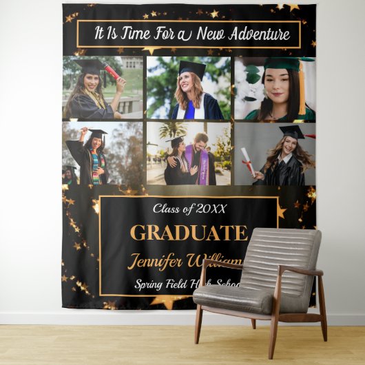 Afgestudeerd aangepaste foto collage naam klas jaa wandkleed (In situ)