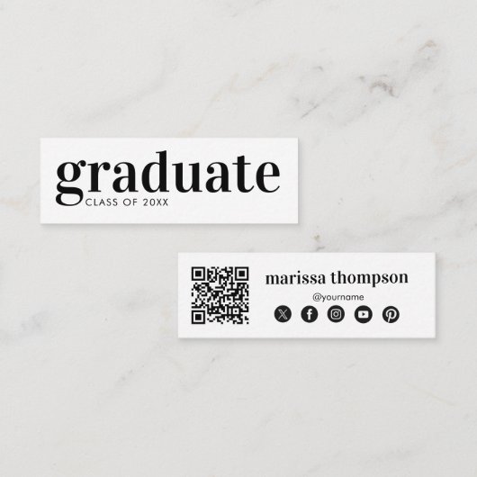 Afgestudeerd Afstudeer QR-code Social Media Mini Visitekaartje (Voorkant / Achterkant)