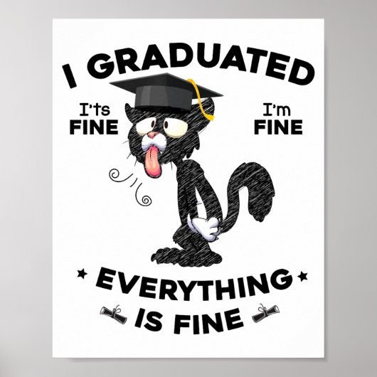 Afgestudeerd afstudeerklas 2025 grappige zwarte ka poster (Voorkant)