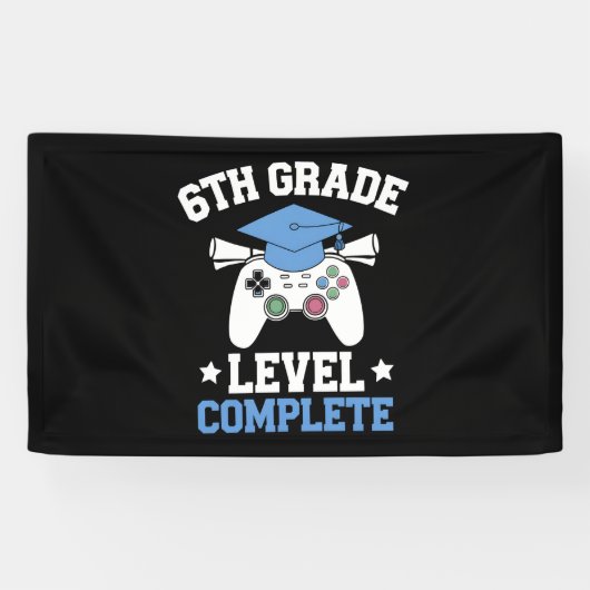 Afgestudeerd als gamer op niveau van groep 8 spandoek (Horizontaal)