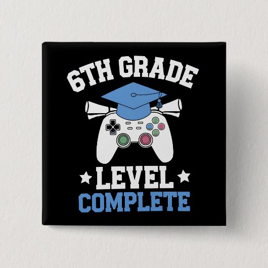 Afgestudeerd als gamer op niveau van groep 8 vierkante button 5,1 cm (Voorkant)
