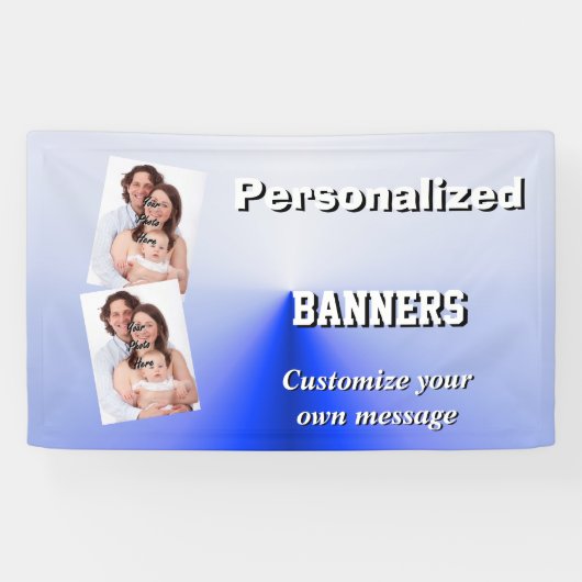 Afgestudeerd bleek blauw fotosjabloon spandoek (Horizontaal)