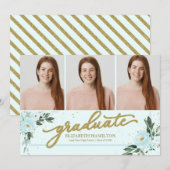 Afgestudeerd Blush Teal Afstudeeraankondiging 3 Fo Aankondiging (Voorkant / Achterkant)